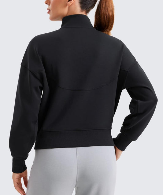 CRZ YOGA SoftAura Half Zip Sweatshirt for Women Long Sleeve Pullover Workout Casual Funnel Neck Tops with Pocket