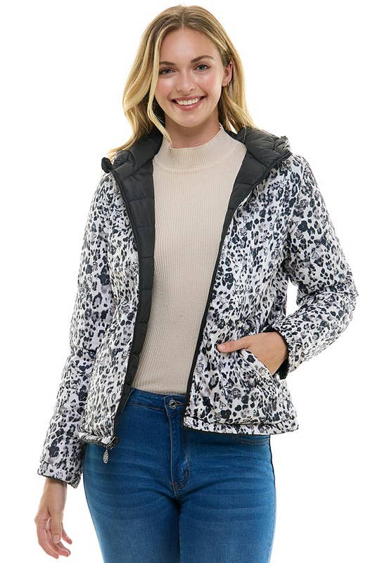 BLUE AGE - Reversible Ladies' Puffer Jacket with Hoodies