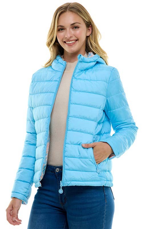 BLUE AGE - Reversible Ladies' Puffer Jacket with Hoodies