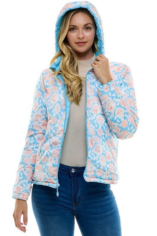 BLUE AGE - Reversible Ladies' Puffer Jacket with Hoodies