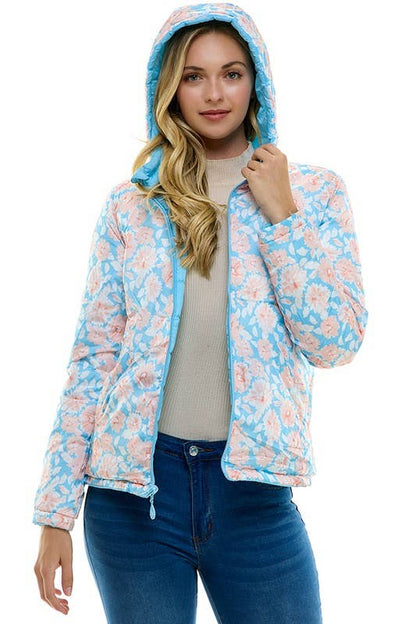 BLUE AGE - Reversible Ladies' Puffer Jacket with Hoodies