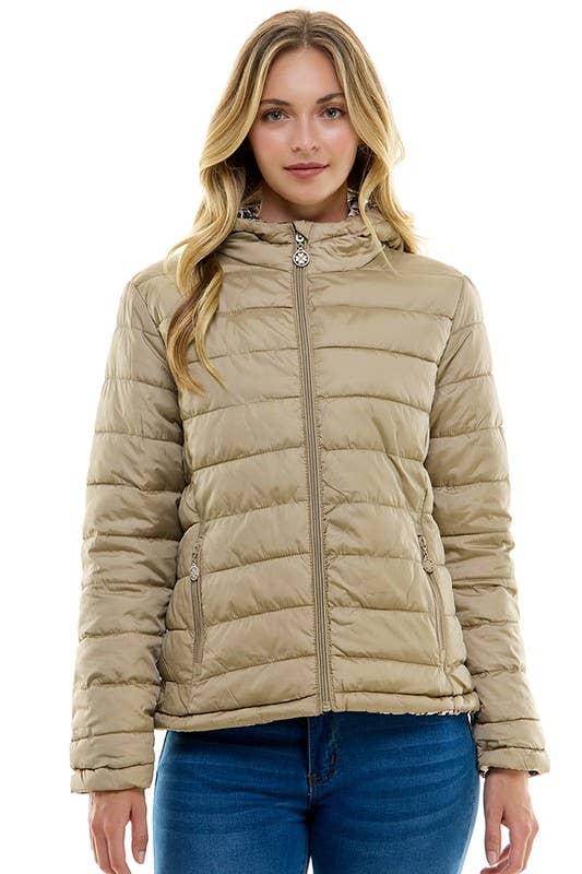 BLUE AGE - Reversible Ladies' Puffer Jacket with Hoodies