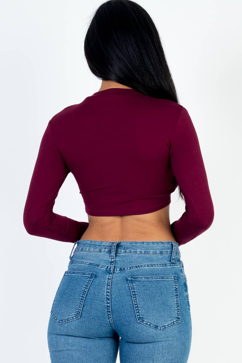 CAPELLA APPAREL - Crew Neck Long Sleeve Cropped Top