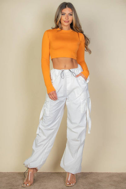 CAPELLA APPAREL - Crew Neck Long Sleeve Cropped Top