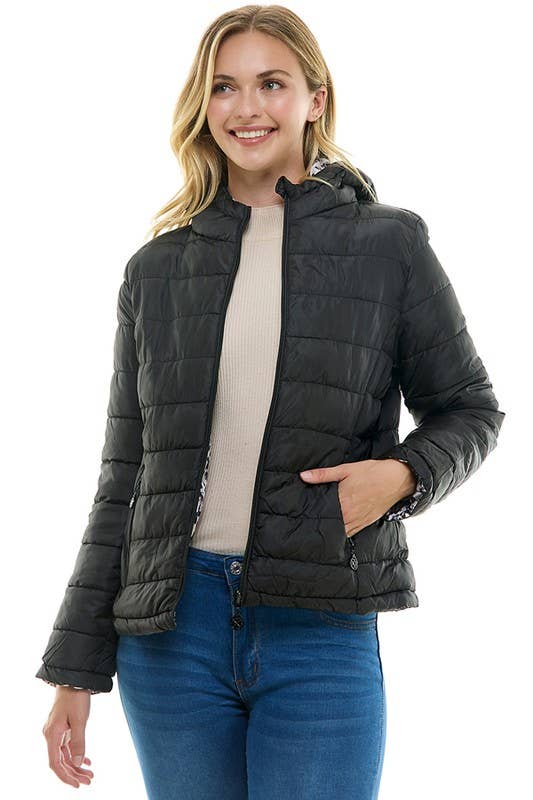 BLUE AGE - Reversible Ladies' Puffer Jacket with Hoodies