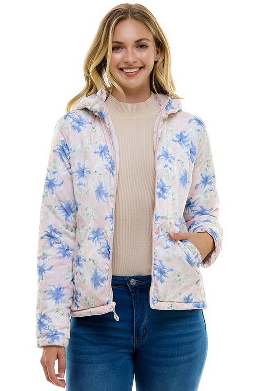 BLUE AGE - Reversible Ladies' Puffer Jacket with Hoodies