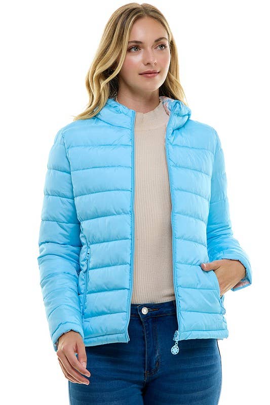 BLUE AGE - Reversible Ladies' Puffer Jacket with Hoodies