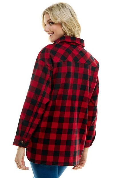 BLUE AGE - Women's oversized Plaid Shirt with Hoodies