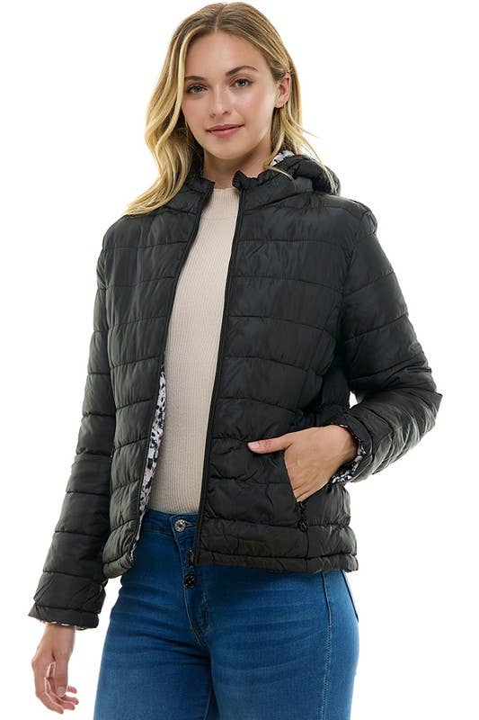 BLUE AGE - Reversible Ladies' Puffer Jacket with Hoodies