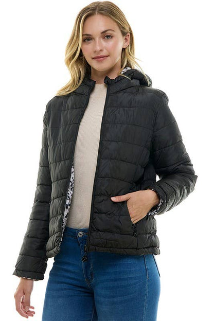 BLUE AGE - Reversible Ladies' Puffer Jacket with Hoodies